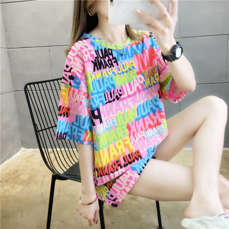 Loose short sleeve T-shirt Pink / 2XL | YonPop