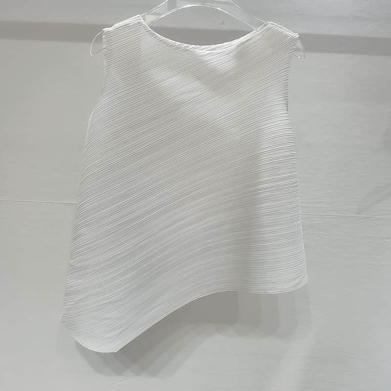 Fashion and simple temperament sleeveless round neck top T-shirt White / One Size | YonPop
