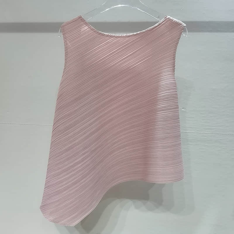 Fashion and simple temperament sleeveless round neck top T-shirt Pink / One Size | YonPop