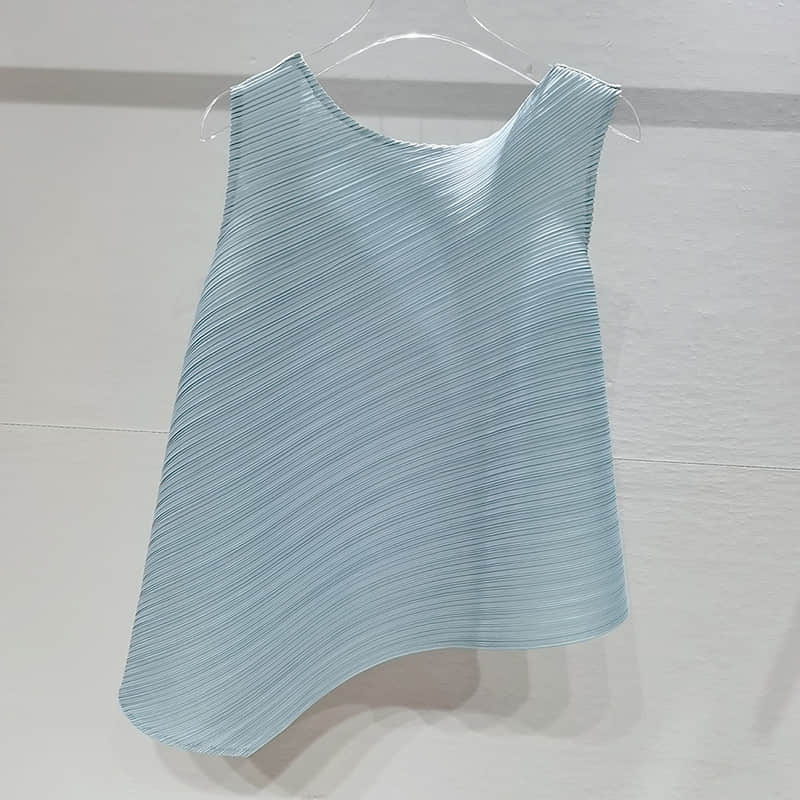 Fashion and simple temperament sleeveless round neck top T-shirt PaleTurquoise / One Size | YonPop