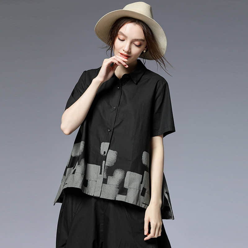 Women's plus size loose printed casual shirt  | YonPop