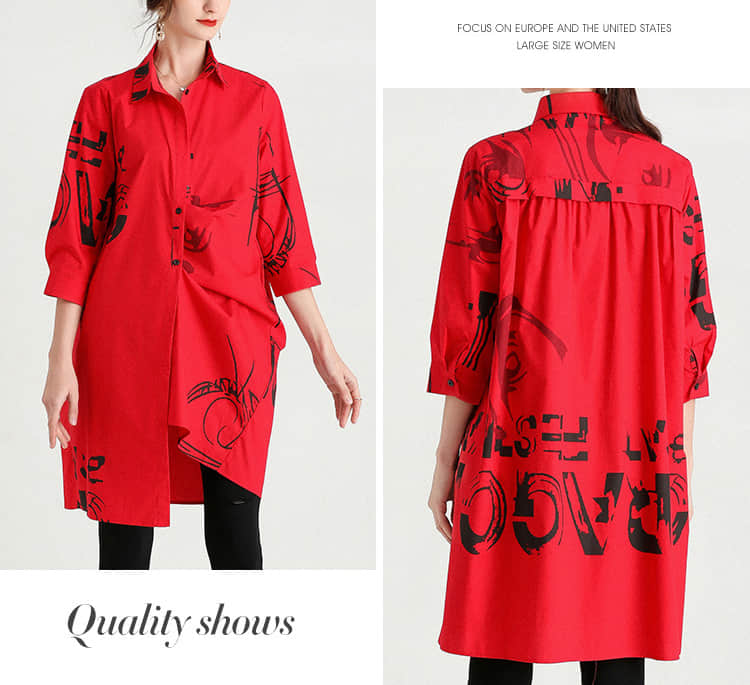 Women's new mid-length printed loose top  | YonPop