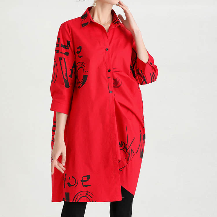 Women's new mid-length printed loose top  | YonPop