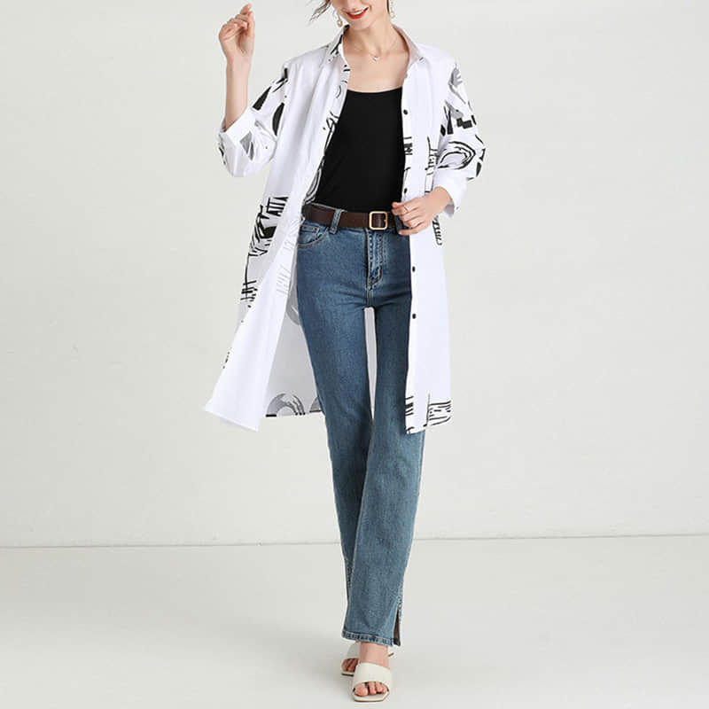 Women's new mid-length printed loose top  | YonPop
