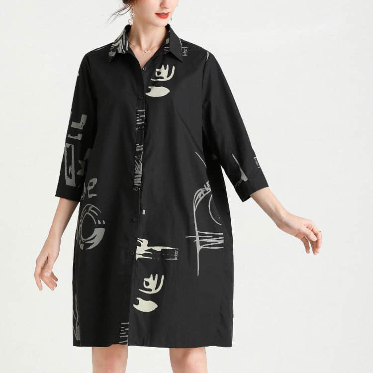 Women's new mid-length printed loose top  | YonPop
