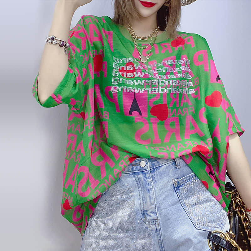 Loose and stylish plus size letter printed T-shirt  | YonPop