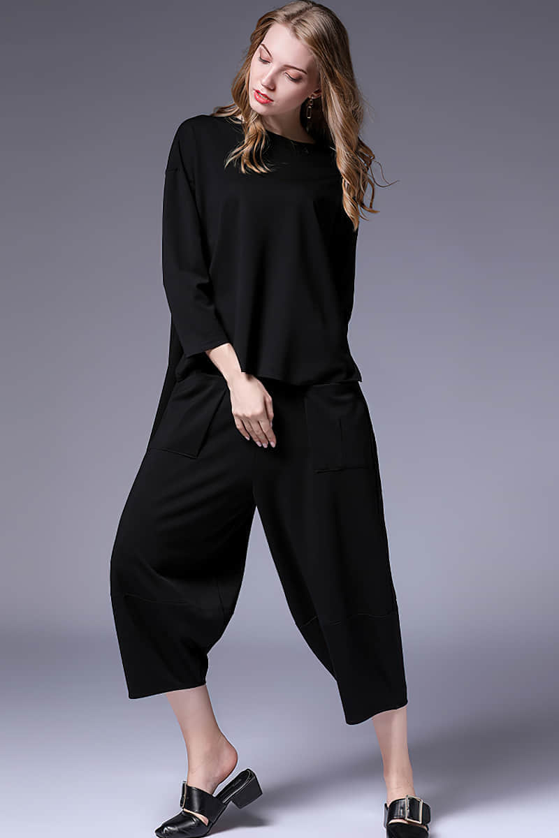 Fashion irregular pullover T-shirt sweater upper women Black / 3XL | YonPop