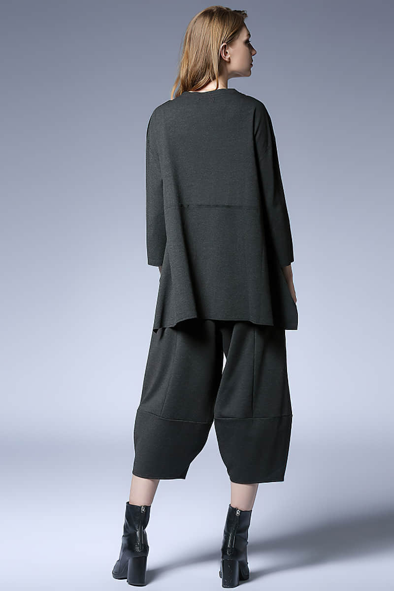 Fashion irregular pullover T-shirt sweater upper women Gray / 4XL | YonPop