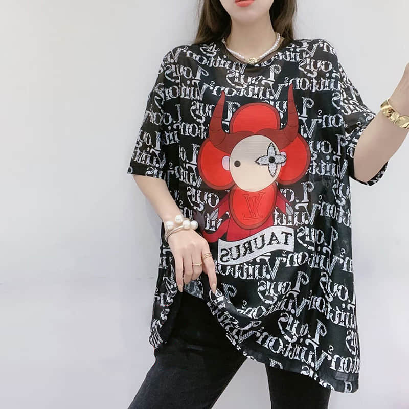 Fashion Silk print short-sleeved T-shirt  | YonPop
