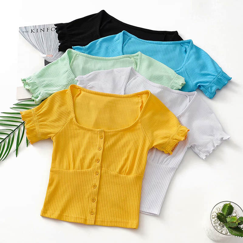 Women's round neck stitching short-sleeved T-shirt  | YonPop