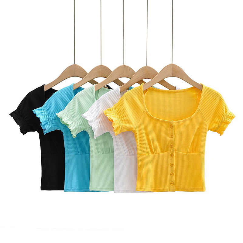 Women's round neck stitching short-sleeved T-shirt  | YonPop