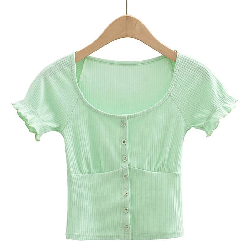 Women's round neck stitching short-sleeved T-shirt  | YonPop