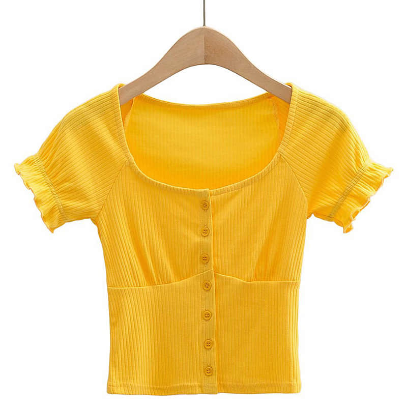 Women's round neck stitching short-sleeved T-shirt  | YonPop