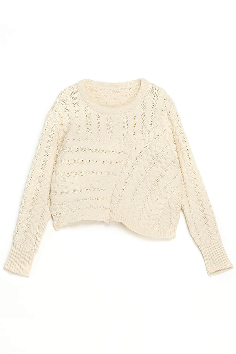 Women's twist pullover sweater White / One Size | YonPop