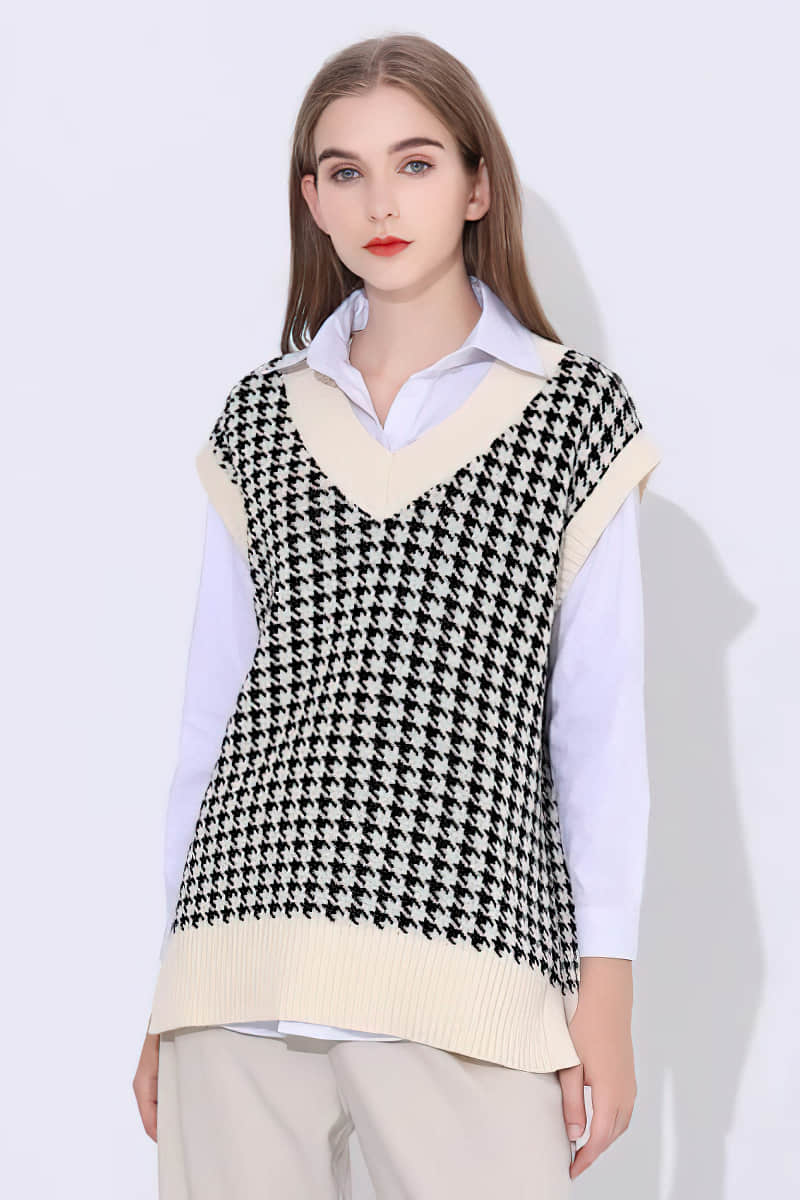 Knit sweater loose sweater vest White / L | YonPop