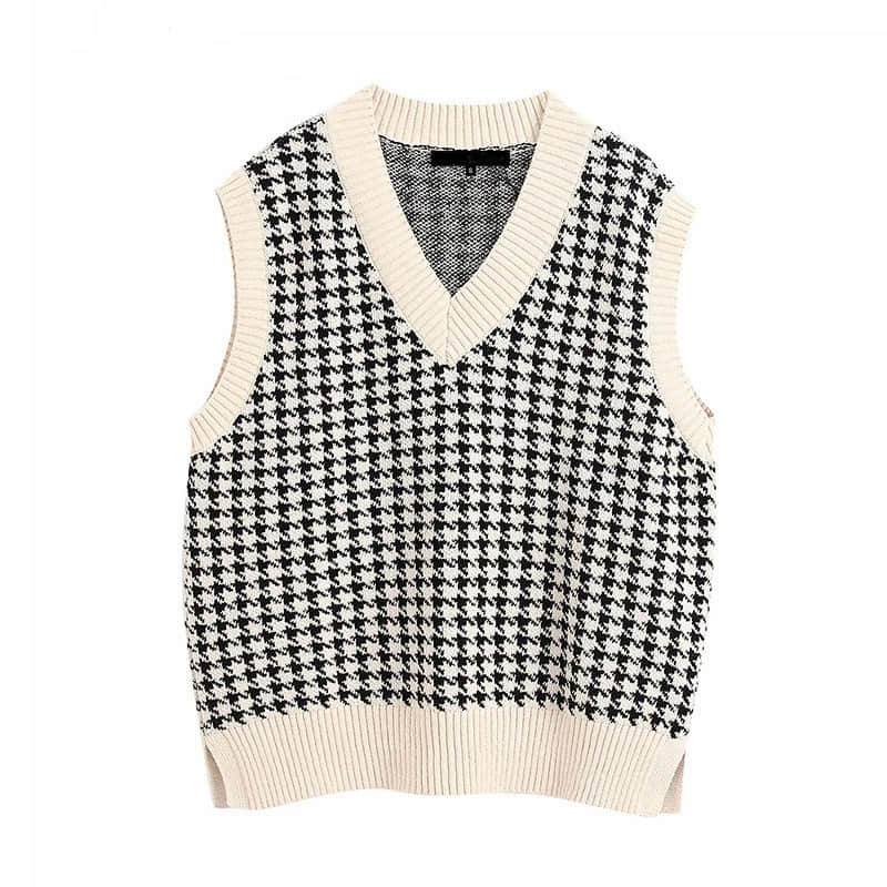 Knit sweater loose sweater vest White / S | YonPop