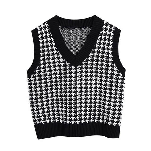 Knit sweater loose sweater vest Black / L | YonPop