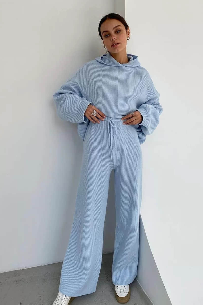 Two-piece fashion sports sweater suit women LightSkyBlue / 3XL | YonPop