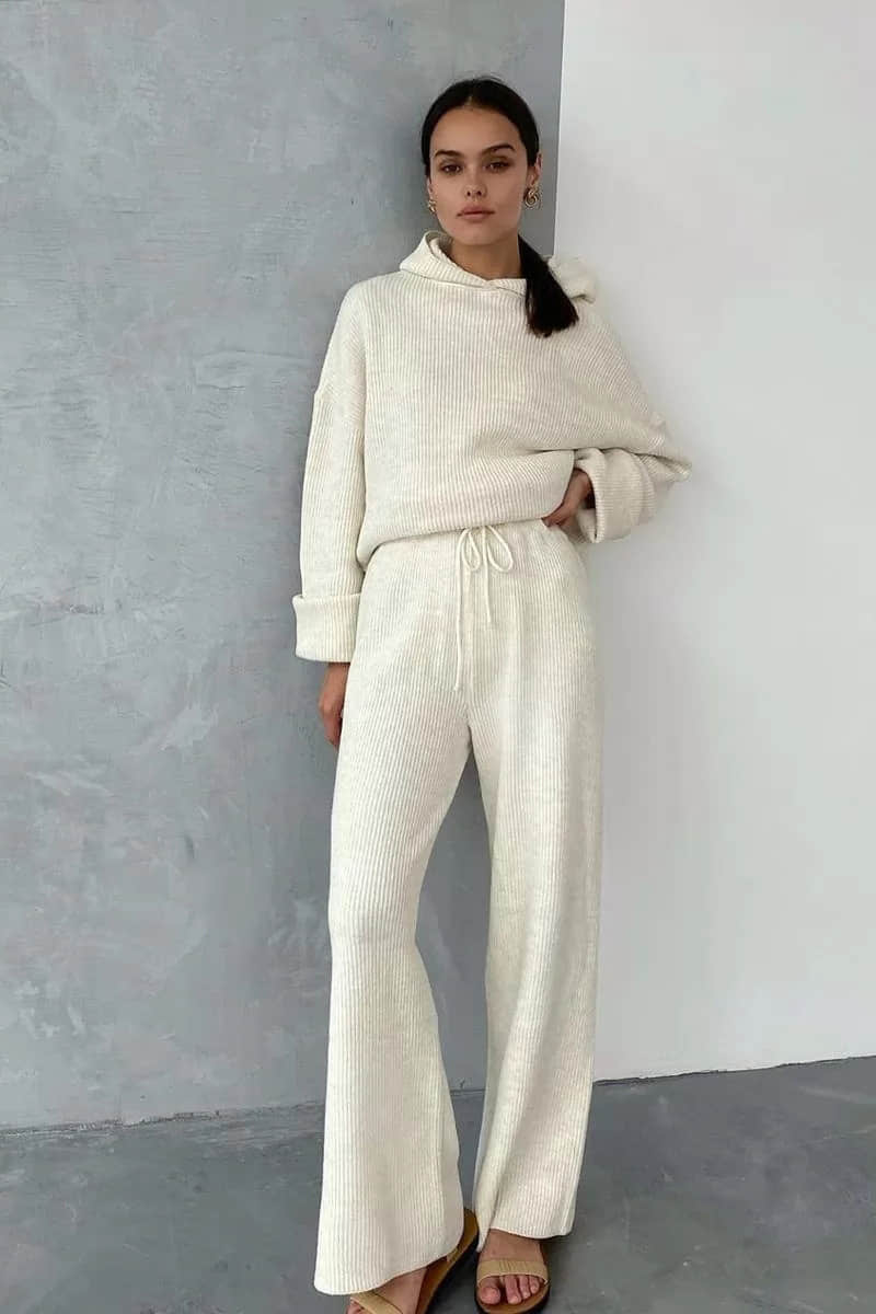 Two-piece fashion sports sweater suit women White / XL | YonPop