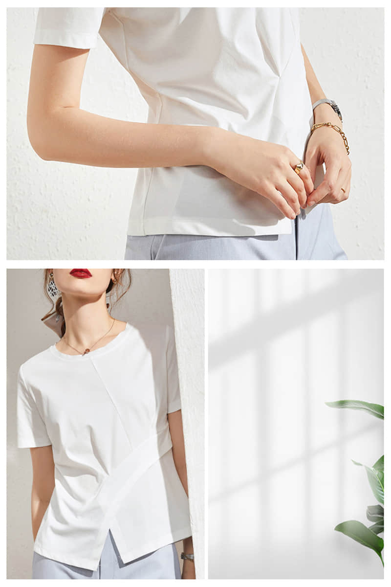 Fashion solid color split t-shirt  | YonPop