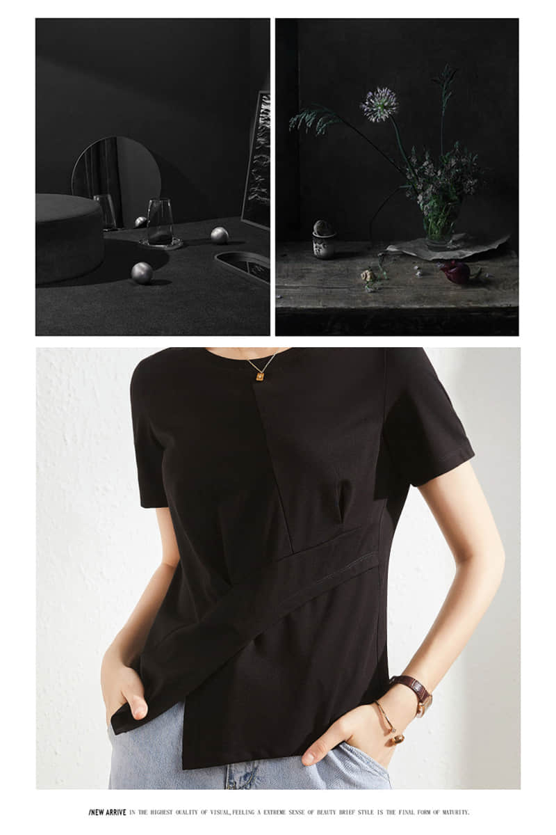 Fashion solid color split t-shirt  | YonPop