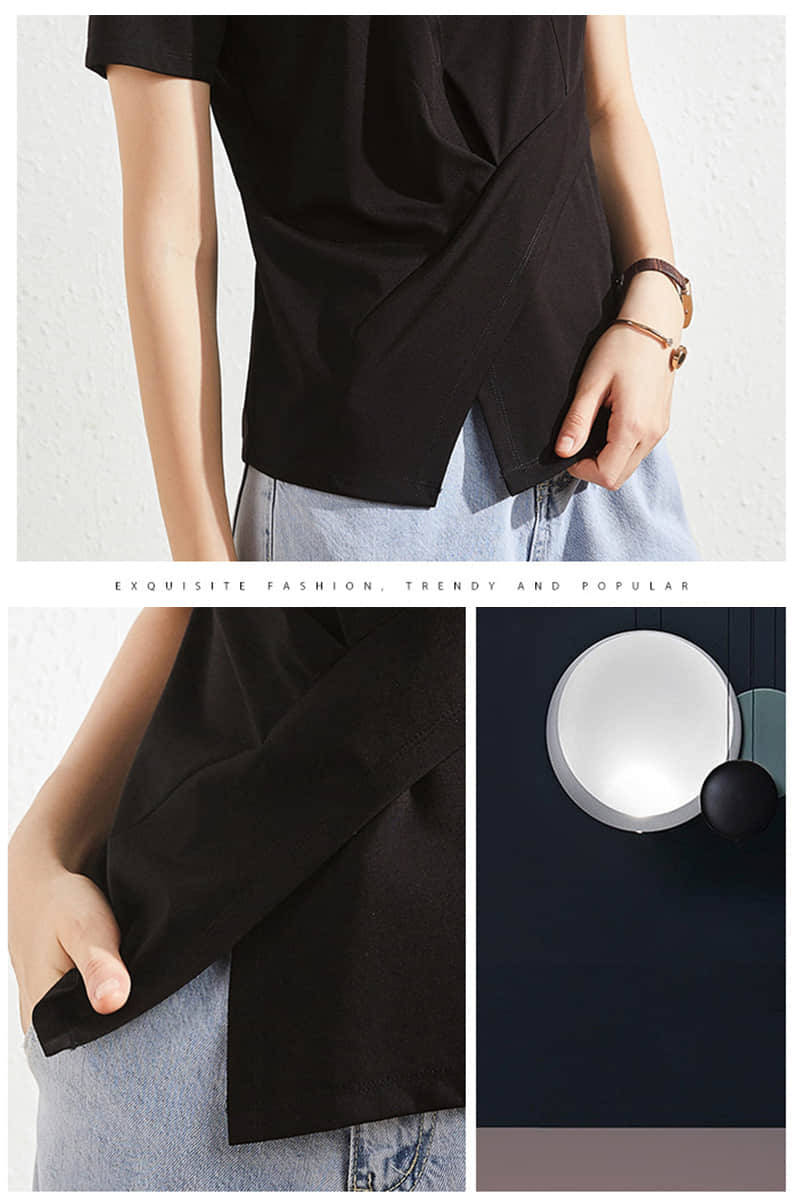 Fashion solid color split t-shirt  | YonPop