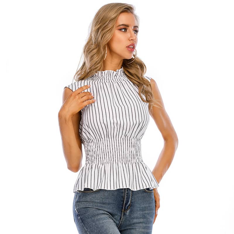 Women's sexy casual sleeveless striped T-shirt  | YonPop