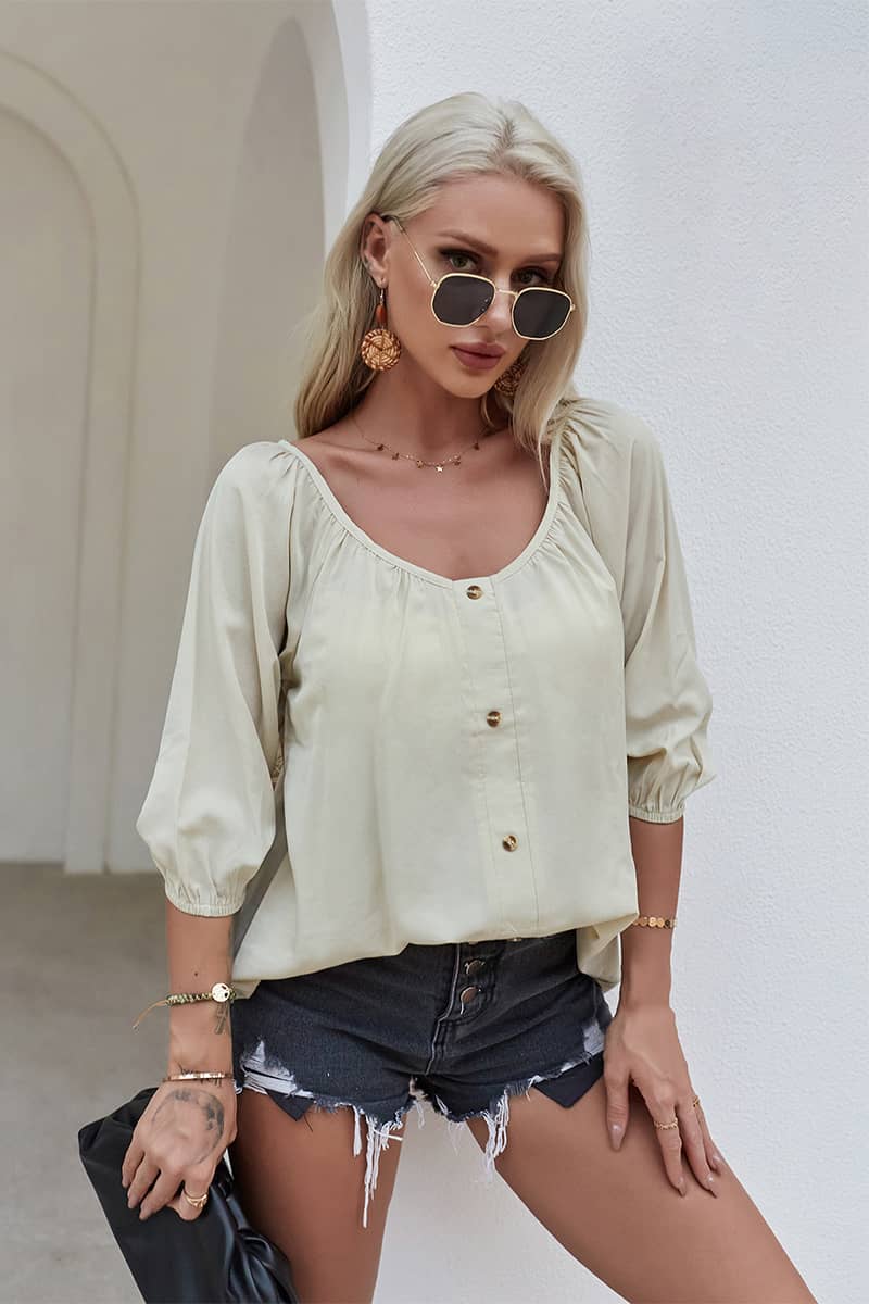 Summer women's loose thin shirt Apricot / XL | YonPop