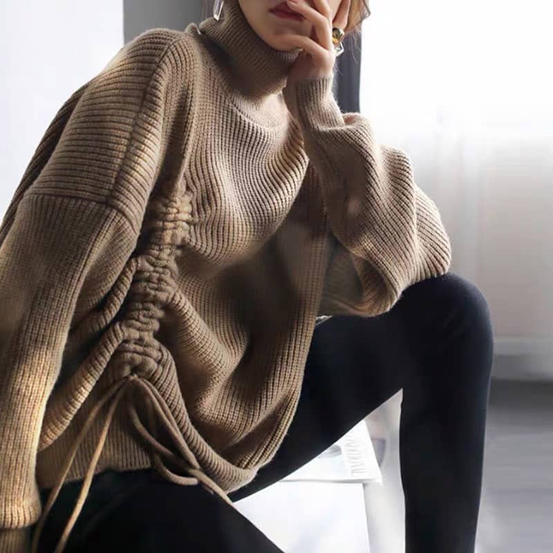 Loose lazy turtleneck sweater for women