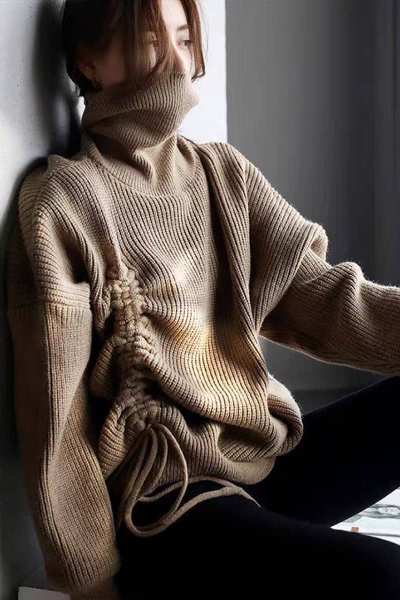 Loose lazy turtleneck sweater for women