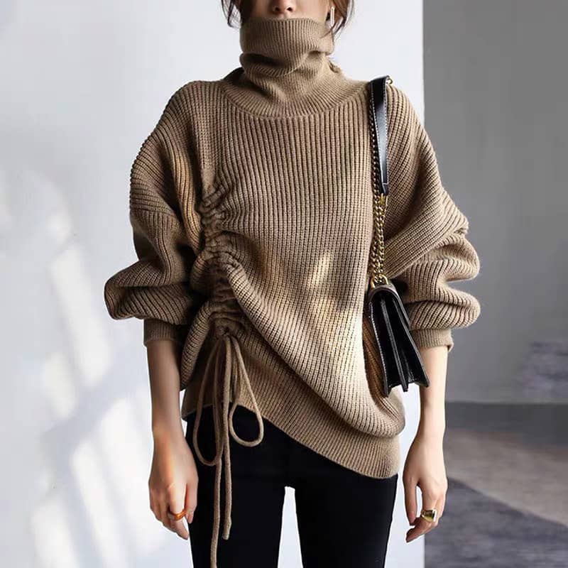 Loose lazy turtleneck sweater for women