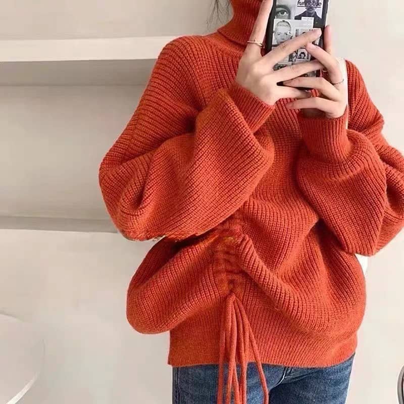 Loose lazy turtleneck sweater for women