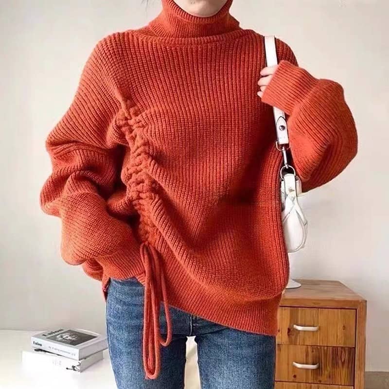 Loose lazy turtleneck sweater for women
