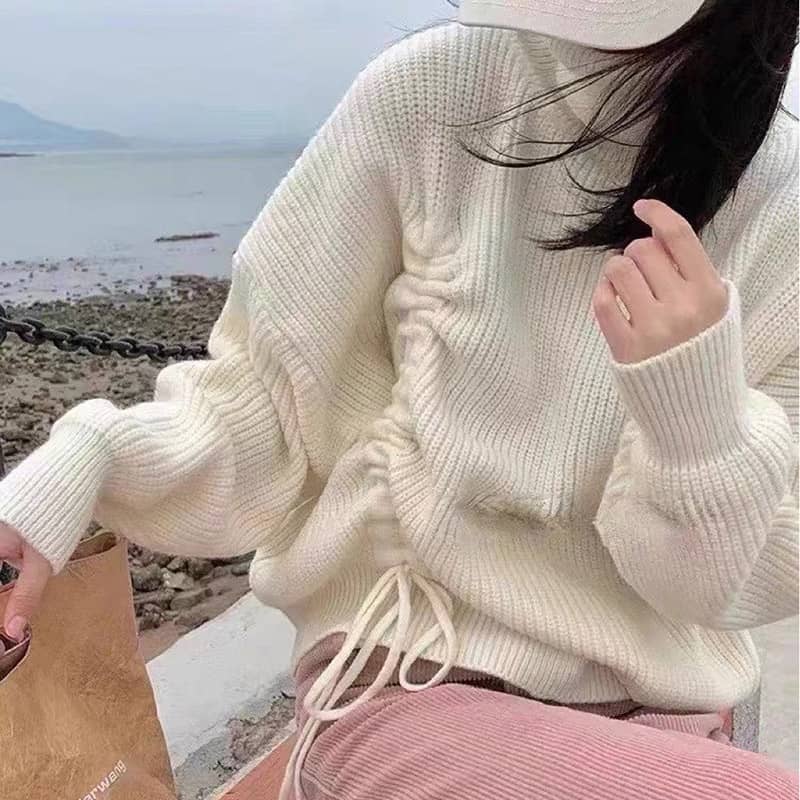 Loose lazy turtleneck sweater for women