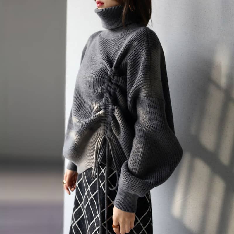 Loose lazy turtleneck sweater for women