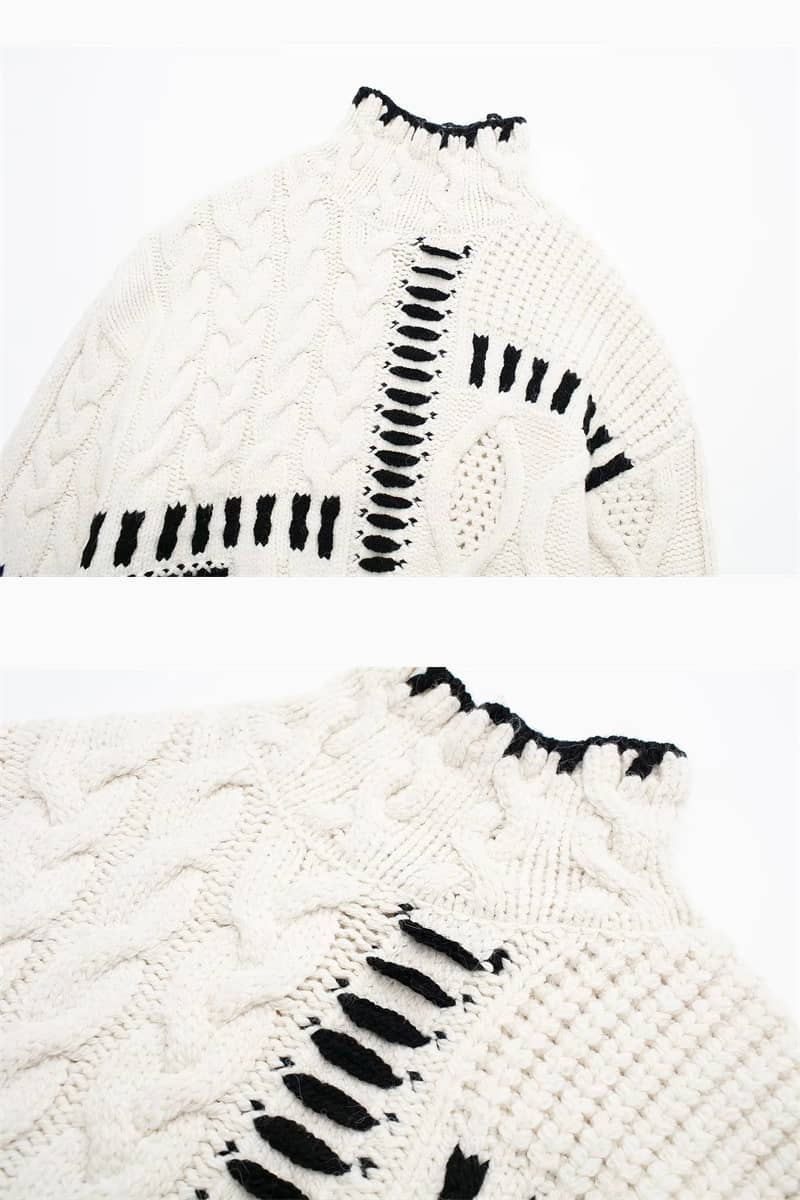 Fashion color contrast casual sweater