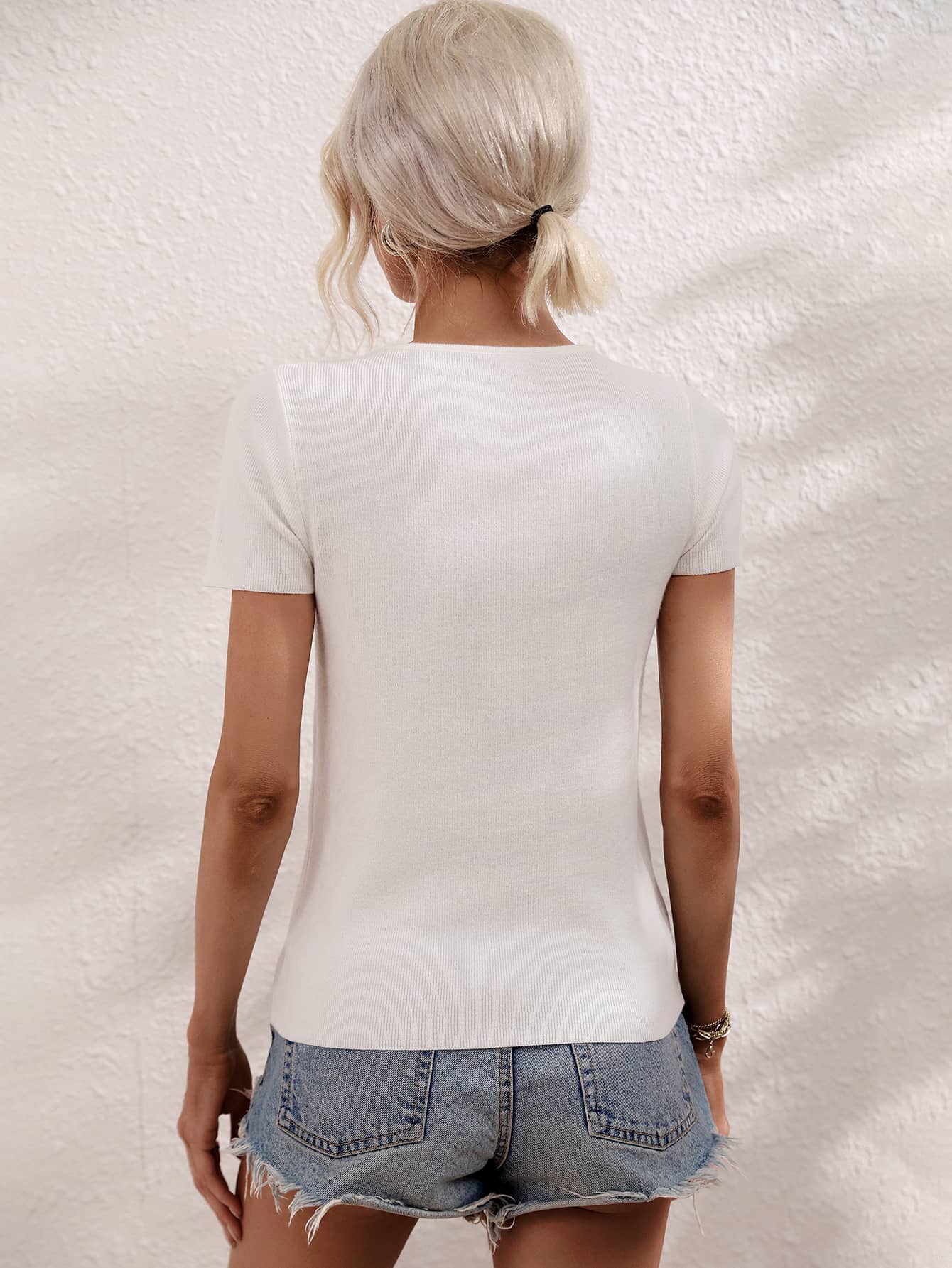 T-shirt sexy slim en maille pour femme