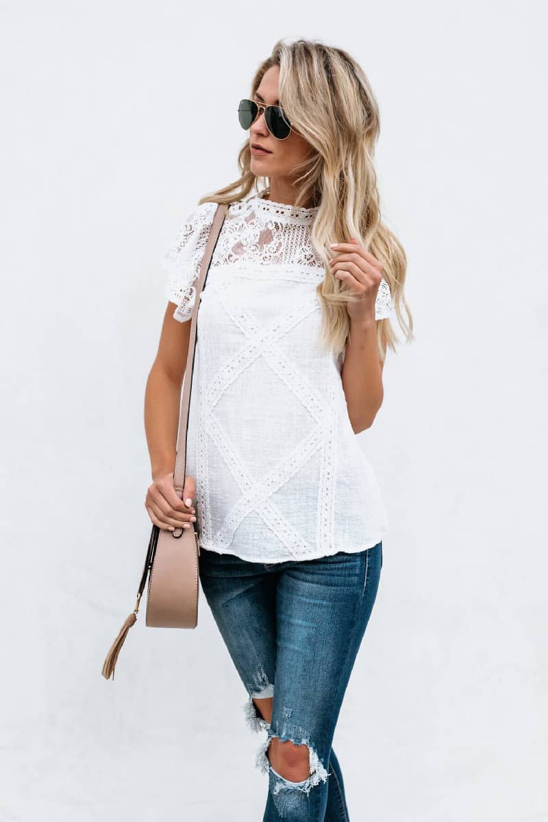 Lace cutout T-shirt