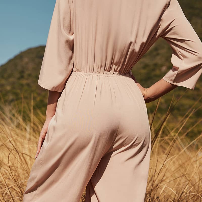 Women's three-quarter sleeve wide-leg jumpsuit  | YonPop