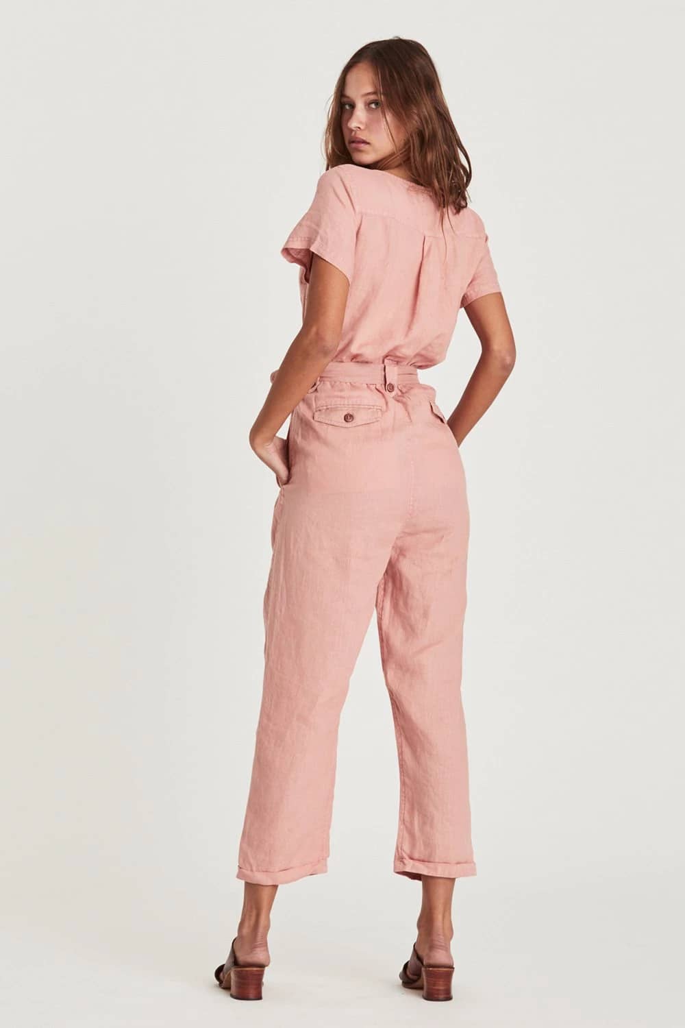 Single-breasted all-match cropped jumpsuit  | YonPop