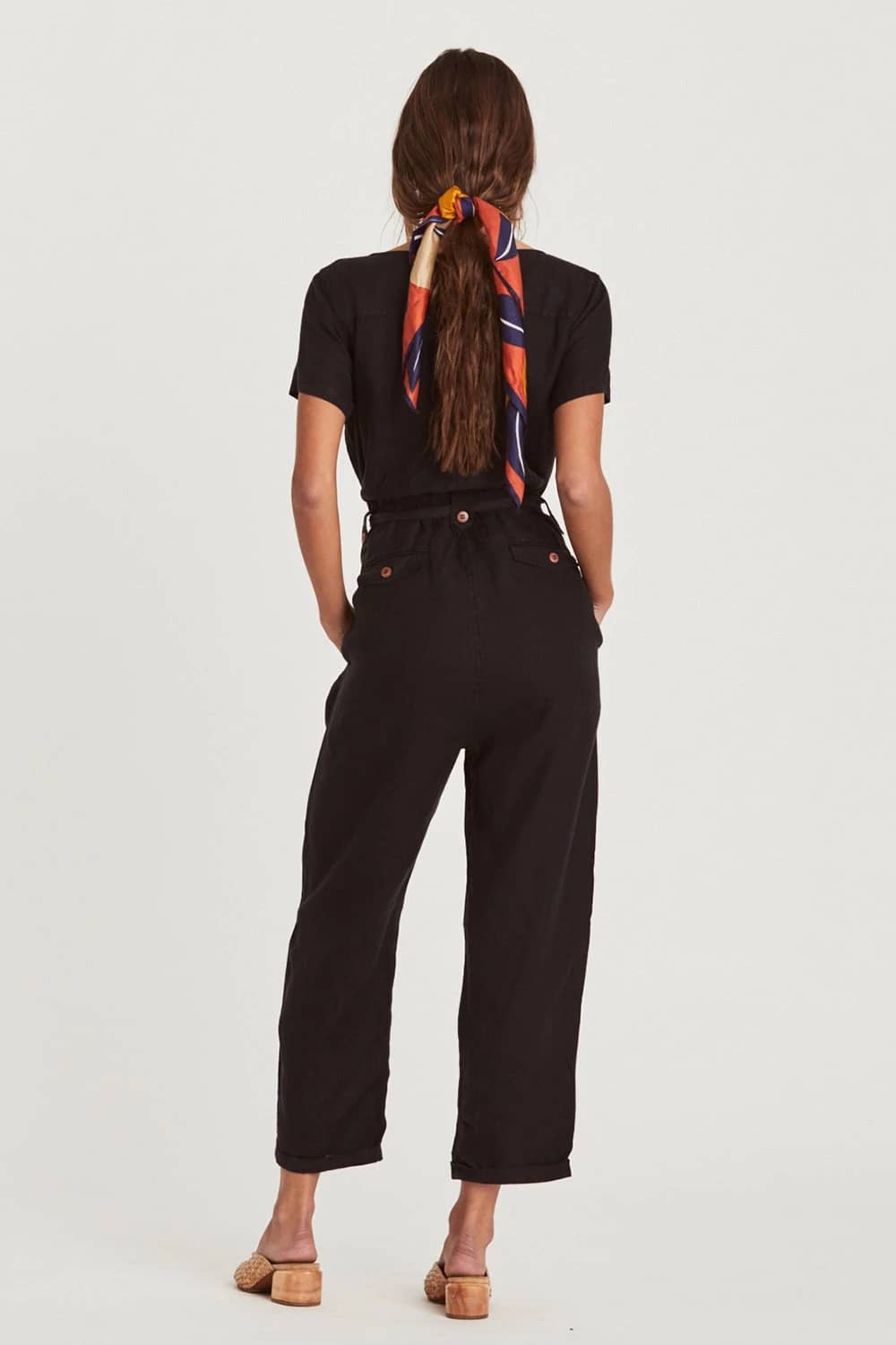 Single-breasted all-match cropped jumpsuit Black / XL | YonPop