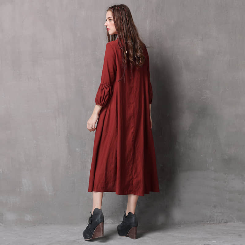 Loose cotton and linen dress  | YonPop