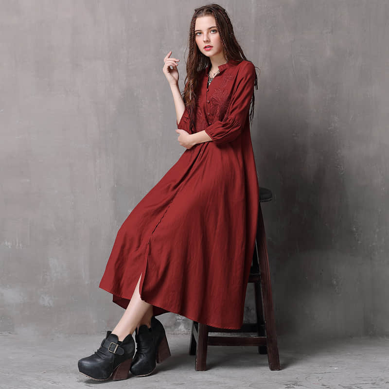 Loose cotton and linen dress  | YonPop