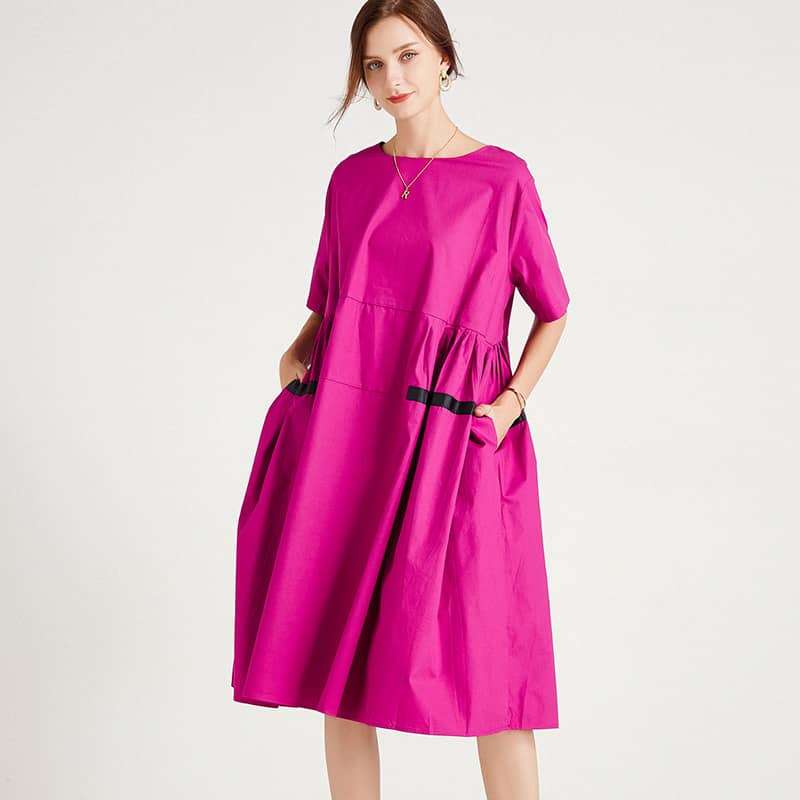 Plus size women's fashion loose dress MediumVioletRed / One Size | YonPop