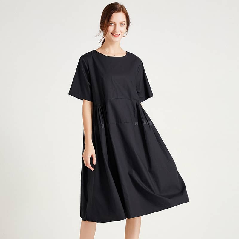 Plus size women's fashion loose dress Black / One Size | YonPop