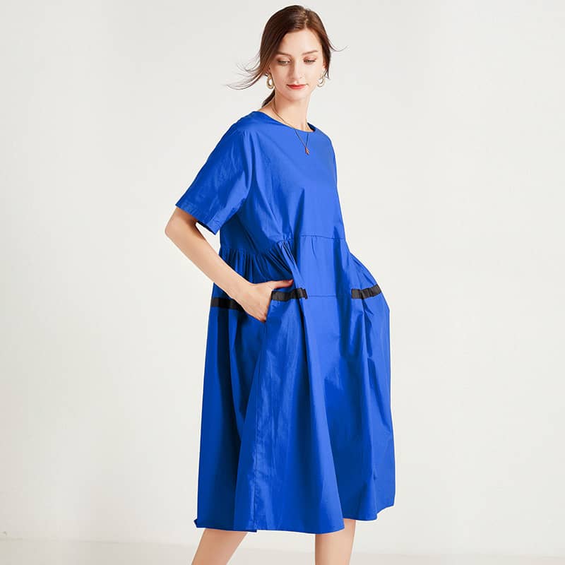Plus size women's fashion loose dress Blue / One Size | YonPop