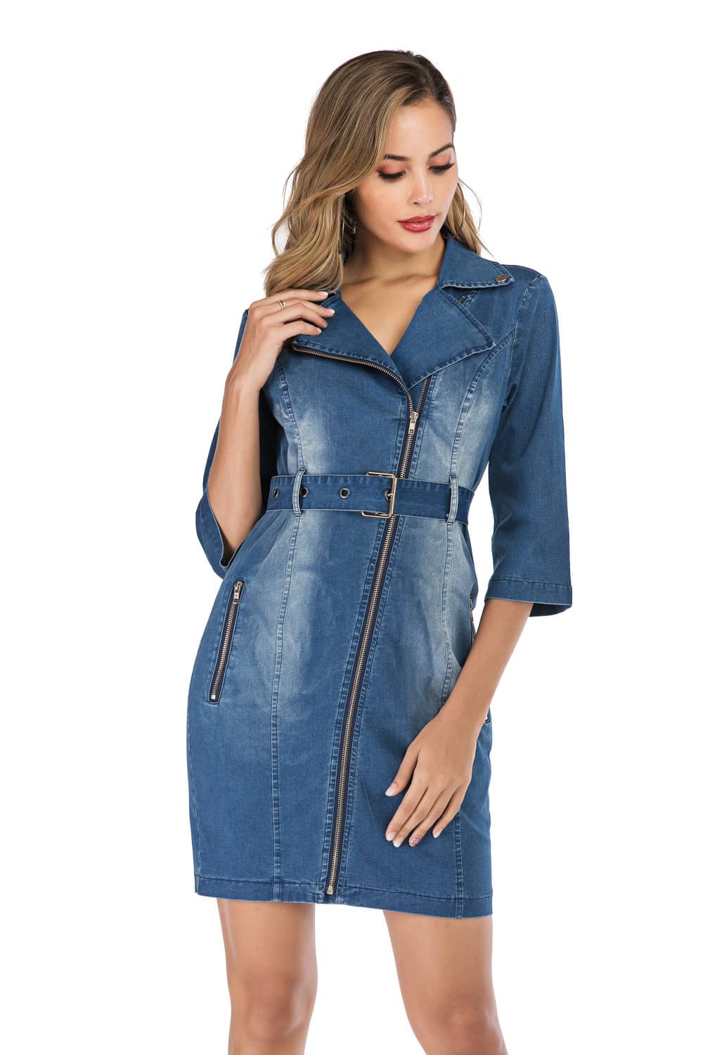 Stretch denim dress L | YonPop