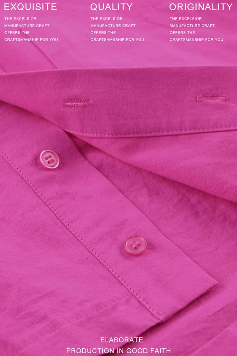 Hot pink short-sleeved shirt and hip skirt dress  | YonPop