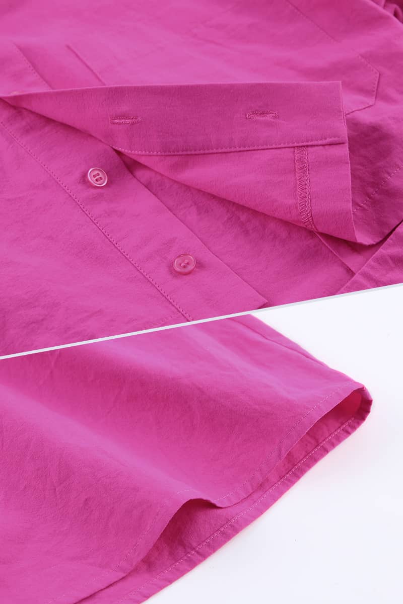 Hot pink short-sleeved shirt and hip skirt dress  | YonPop