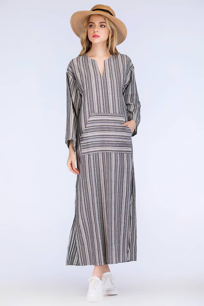 Striped cotton long dress